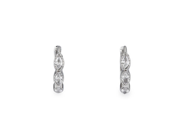 Cercei rotunzi din oțel inoxidabil cu cristale de zirconiu cubic - Argintiu cristal