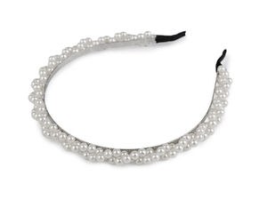 Bentiță metalică elegantă decorată cu perle - Accesoriu de păr premium pentru ocazii festive și purtare zilnică