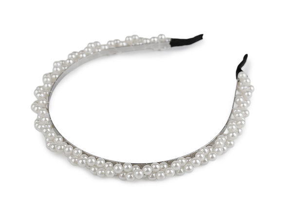 Bentiță metalică elegantă decorată cu perle - Accesoriu de păr premium pentru ocazii festive și purtare zilnică