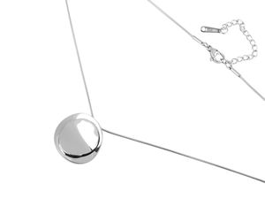 Colier minimalist din oțel inoxidabil cu pandantiv rotund - Lanț elegant tip șarpe cu prelungire reglabilă