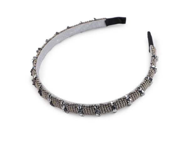 Bentiță elegantă din satin cu mărgele fațetate din sticlă - Accesoriu de păr premium pentru ținute zilnice și festive
