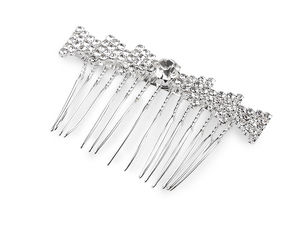Pieptene metalic curbat pentru păr, elegant, cu strasuri din cristal - dinți flexibili pentru coafuri prinse