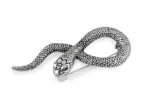 Broșă elegantă în formă de șarpe - Pin detaliat din metal și sticlă