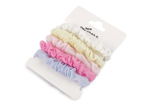 Elastice textile premium pentru păr, durabile, cu accente tip mărgea ovală (Set de 5 bucăți)