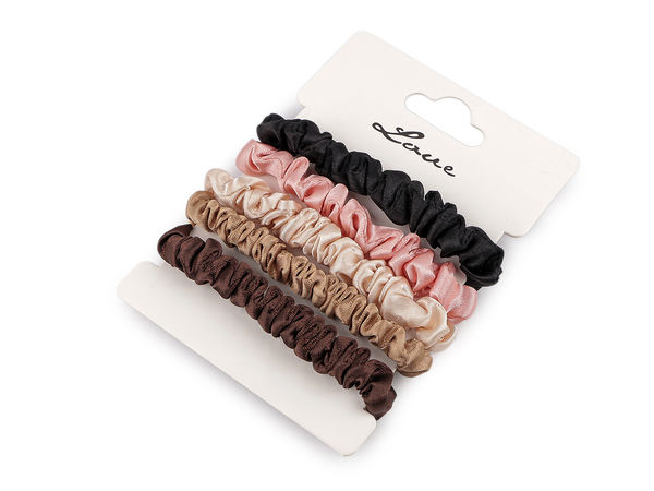 Elastice textile premium pentru păr, durabile, cu accente tip mărgea ovală (Set de 5 bucăți)