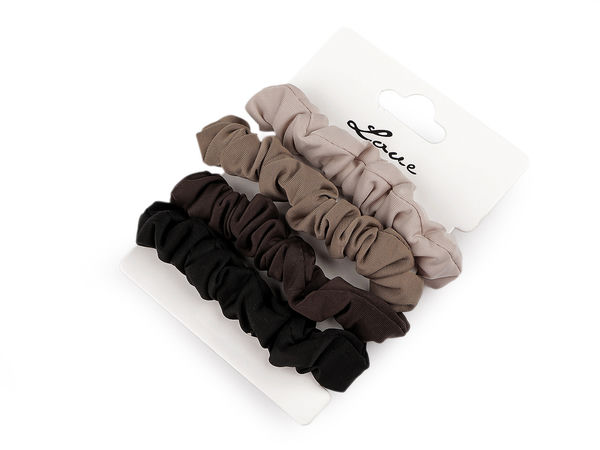Elastice de păr textile late premium - Elastice rezistente cu conector tip mărgea ovală (set de 4)