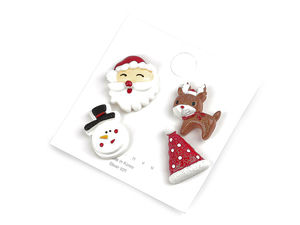 Set de 4 mini broșe decorative de Crăciun – Ace festive pentru pulovere, genți și rucsacuri