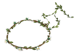 Coroniță de păr boemă cu margarete - Bentiță florală flexibilă și accesoriu de păr pentru nunți, prime împărtășanii și festivaluri