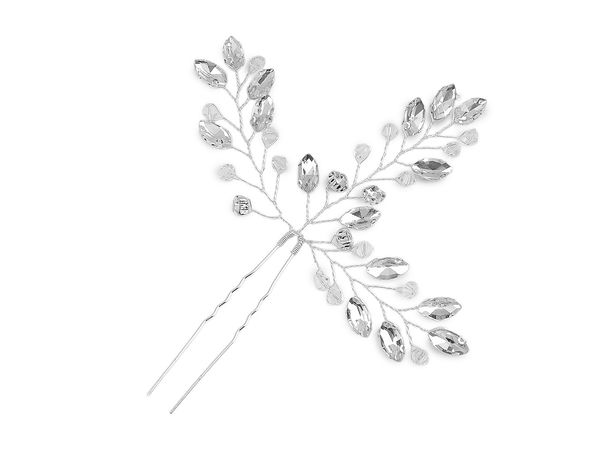 Ac de păr elegant pentru mireasă, cu mărgele de cristal - Accesoriu de păr flexibil tip crenguță pentru nunți și coafuri festive