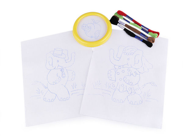Set de broderie și punct în cruce cu gherghef pentru copii, model pre-imprimat