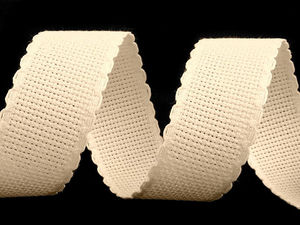 Panglică premium din etamină pentru cusătură în cruce - Bandă textilă pentru broderie de 30 mm cu margini ondulate întărite