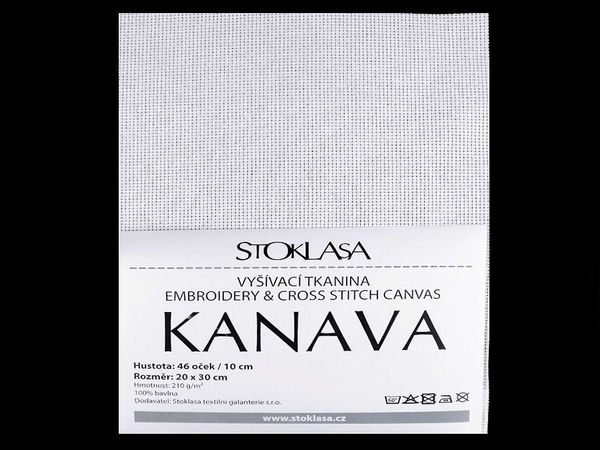 Pânză Kanava premium pentru broderie și punct în cruce (20x30 cm, 46 ochiuri/10 cm)