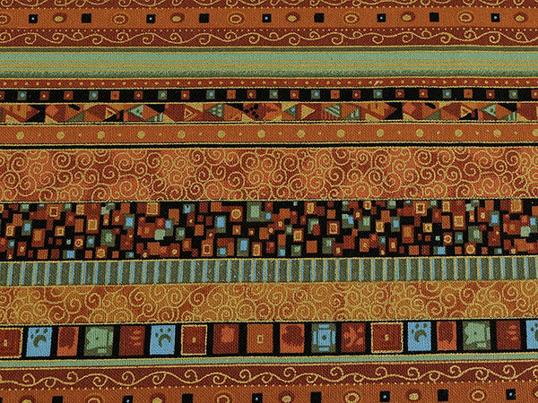 Material canvas premium din bumbac în stil etnic african cu accente aurii metalizate
