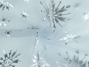 Material organza premium cu imprimeu de fulgi de nea pentru costume și decoruri festive