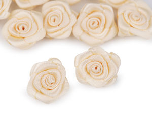 Mini trandafiri din satin premium pentru aplicații (Ø15 mm) - Flori textile pliate cu precizie pentru haine, proiecte creative, scrapbooking și decorațiuni de nuntă