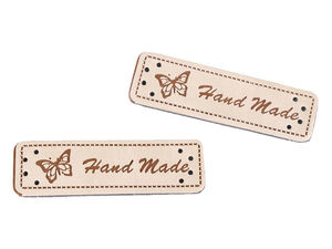 Etichete premium din piele ecologică pentru haine handmade - Etichete de cusut cu găuri pre-perforate, 15x50 mm