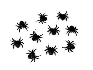 Aplicație termocolantă păianjen negru cu sclipici - Petic decorativ mic pentru haine și costume de Halloween