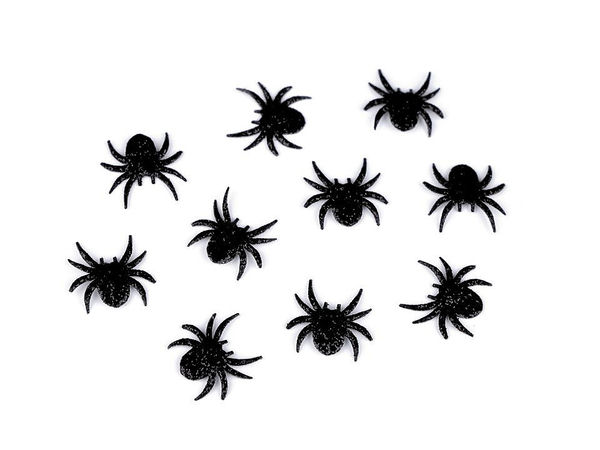 Aplicație termocolantă păianjen negru cu sclipici - Petic decorativ mic pentru haine și costume de Halloween