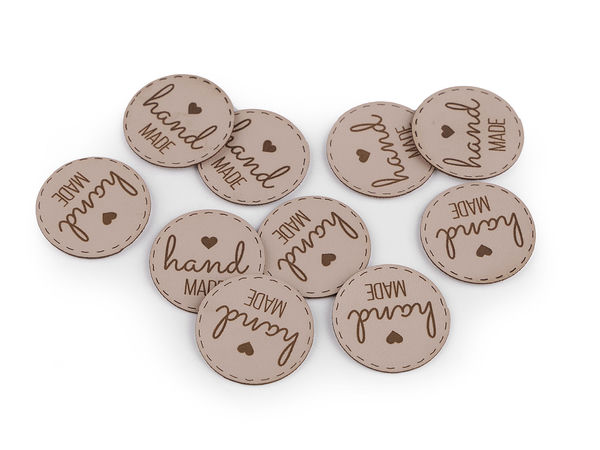 Etichete decorative din piele ecologică premium "Hand Made" - Aplicații moi de cusut pentru îmbrăcăminte, genți, proiecte creative și scrapbooking