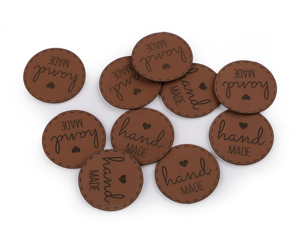Etichete decorative din piele ecologică premium "Hand Made" - Aplicații moi de cusut pentru îmbrăcăminte, genți, proiecte creative și scrapbooking