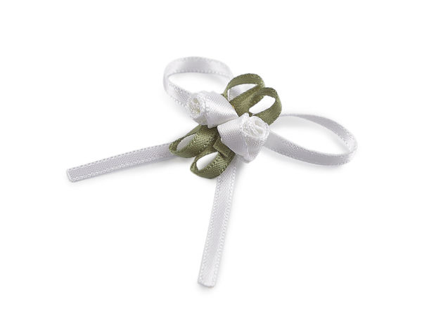Fundă elegantă albă din satin plisat cu trandafiri - Cocardă de nuntă și accesoriu decorativ pentru lucru manual