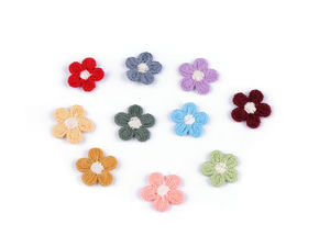 Mini aplicații flori brodate Premium - 1.5 cm, Mix colorat asortat