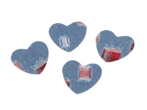 Petic termoadeziv premium din denim în formă de inimă - Aplicație decorativă din blugi albastru deschis