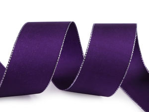 Panglică de tafta premium cu margine elegantă din lurex (lățime 40 mm) – panglică decorativă fabricată în Cehia pentru nunți, proiecte creative și ambalarea cadourilor