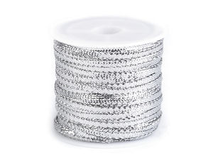 Panglică premium de Crăciun din lurex metalizat - lățime 3 mm (rolă 28 m)