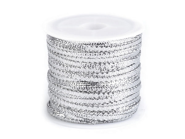 Panglică premium de Crăciun din lurex metalizat - lățime 3 mm (rolă 28 m)