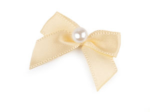 Fundițe premium din satin cu perle artificiale (30x35 mm) – Accesorii elegante din panglică pentru îmbrăcăminte, lucru manual și mercerie
