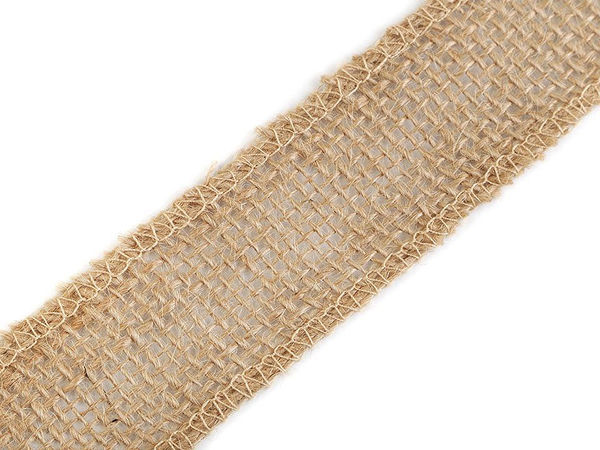 Panglică premium din iută naturală (35 mm) – Bordură ecologică din pânză de sac pentru lucru manual, coronițe și decorațiuni de masă