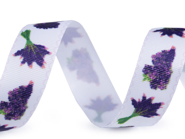 Panglică premium cu imprimeu floral (25 mm) pentru aranjamente florale și activități creative