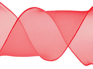Panglică organza monofilament lată cu luciu sidefat (80mm) - Panglică din șifon cu margini ondulate