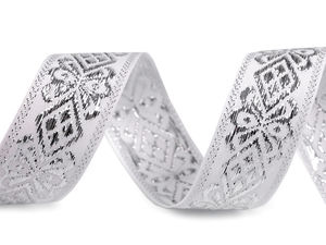 Panglică premium din lurex metalizat alb-argintiu (30 mm) - Bandă decorativă elegantă pentru nunți, Crăciun și ambalare cadouri