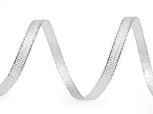Panglică elegantă din brocard metalizat cu lurex - Lățime 6mm, Margine întărită fără sârmă