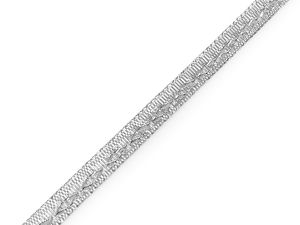 Panglică premium din lurex metalizat cu ornamente în formă de cruce - Bandă decorativă strălucitoare de 13 mm pentru ambalarea festivă a cadourilor, coronițe de sărbători și proiecte de artizanat