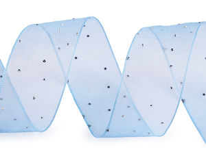 Panglică premium din organza cu strasuri - pasmanterie monofilament strălucitoare de 38 mm pentru decor evenimente și proiecte creative