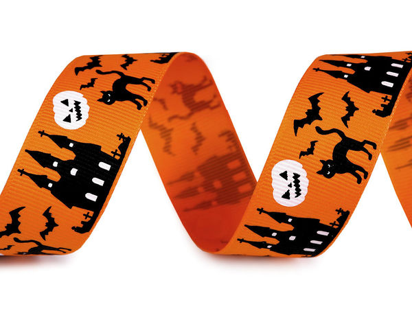 Panglică reps premium pentru Halloween, lățime de 25 mm – Modele festive asortate pentru proiecte creative și costume