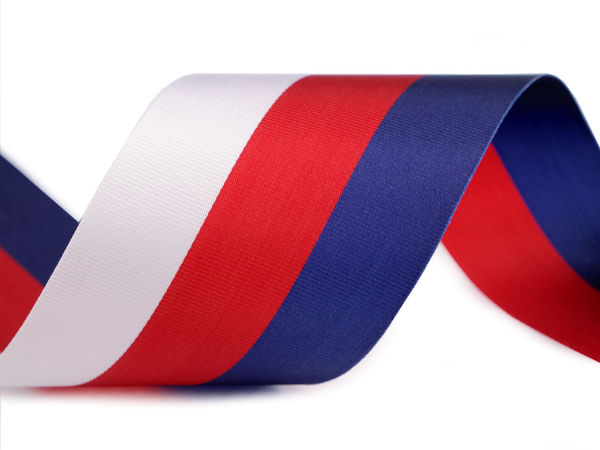 Panglică tricoloră din tafta premium Cehia - Lățime 50 mm (Rolă de 10 m)