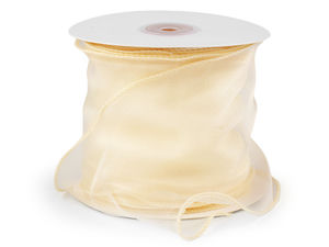 Panglică lată din organza sidefată (10 cm) - Panglică premium din monofilament pentru decorațiuni și galanterie, cu margini ondulate
