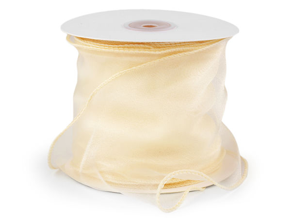 Panglică lată din organza sidefată (10 cm) - Panglică premium din monofilament pentru decorațiuni și galanterie, cu margini ondulate