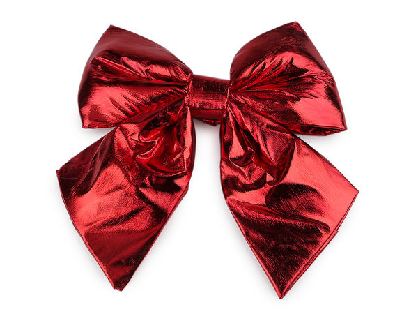Fundă mare metalică elegantă de Crăciun (21 x 24 cm) - Ornament textil premium și voluminos pentru brad, coronițe, uși și ambalarea cadourilor