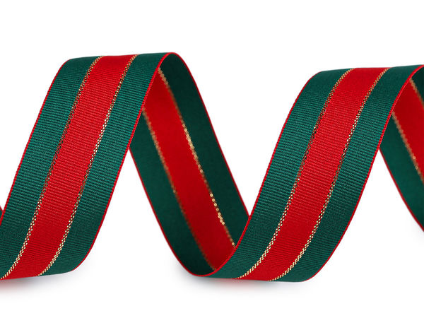Panglică premium de Crăciun cu lurex auriu, lățime 25 mm