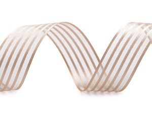 Panglică din satin și organza cu două fețe, cu monofilament (Lățime 25 mm) - Panglică premium cu dungi semitransparente pentru proiecte de lucru manual, floristică și ambalare cadouri