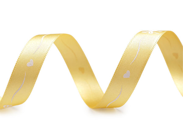 Panglică premium din satin imprimată (15 mm) - Model elegant cu fundițe și inimioare pentru activități creative, cadouri și evenimente