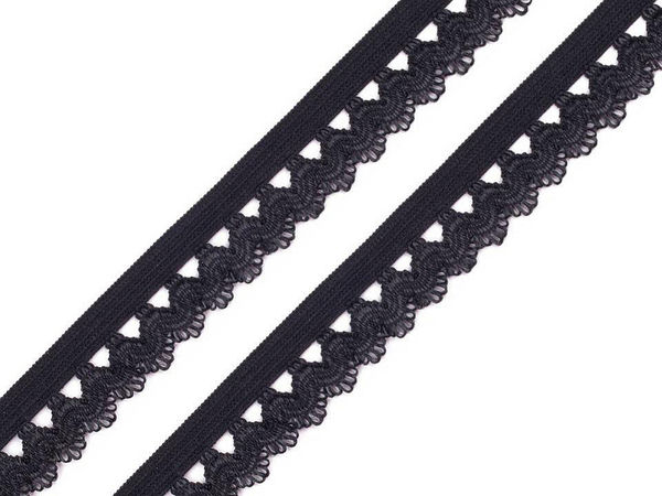 Elastic decorativ premium cu dantelă (15mm) – Bandă elastică lejeră pentru lenjerie și articole de vestimentație