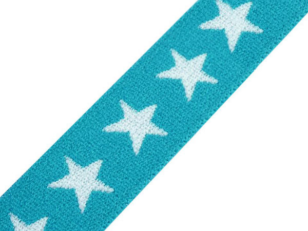 Bandă elastică premium imprimată cu steluțe (20mm) - Elastic plat cu tensiune lejeră pentru bretele, curele și finisaje vestimentare