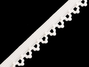 Bandă elastică decorativă premium cu margine din dantelă arcuită - 10mm