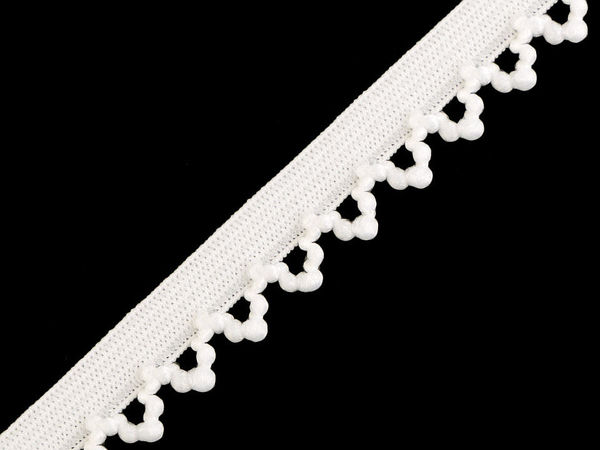 Bandă elastică decorativă premium cu margine din dantelă arcuită - 10mm